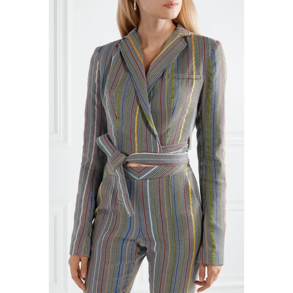 Rosie Assoulin Cropped Rainbow Jacquard Jacket - Picture 3 of 8
